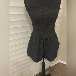 Women’s Black Smocked Romper